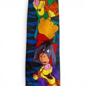Disney Vintage Winnie the Pooh Tie Tigger Eeyore Blue Stripe 58" x 4"